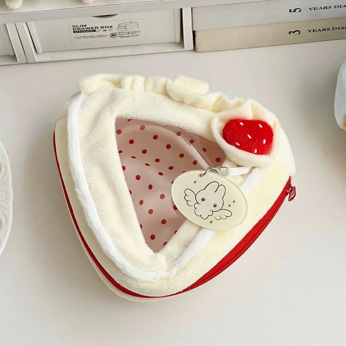 sac poupées gâteau kawaii fenêtre transparente doublure pelucheuse couleurs vives ours pendentif figurines collectionnement
