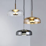 luminaire suspendu led moderne transparent doré bronze gris blanc minimaliste chambre salon