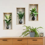 autocollants muraux modernes plantes vertes deco maison stickers muraux minimalistes feuillets vases noirs