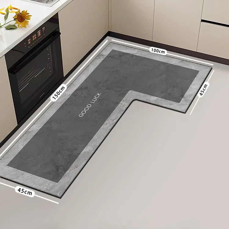 tapis sol moderne gris marbré adhésif salon super absorbant long rectangle