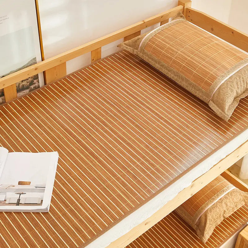 tapis sol moderne rayures horizontales marron clair beige opaque maison chambre coucher