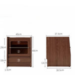 table nuit moderne commode bois marron clair tiroirs verre opaque poignées métalliques chambre coucher