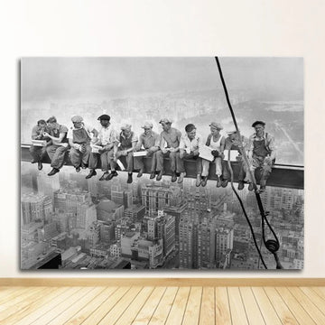 toile d'art moderne nouvelle yorkaise travailleurs corde ville noire blanche contemporaine