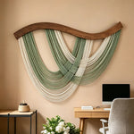tapisserie murale macramé coton spirales bois moderne abstract salon chambre decoration mur