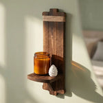 support mural décoratif bois rustique finition naturelle rustique moderne fixation murale bougie plante vase