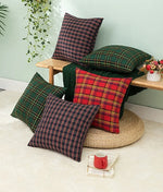 housses coussins carreaux écossais vert rouge jaune 100 polyester amovibles lavables traditionnel 30x50cm 45x45cm