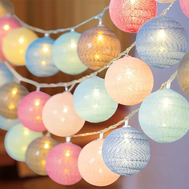 guirlande lumineuse multicolore cotonné moderne 20 led 2mètres auto batterie usb
