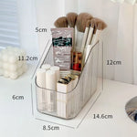 organisateur maquillage transparent moderne rayures verticales brosse crayon palette fards flacons pochette réutilisable polyvalent