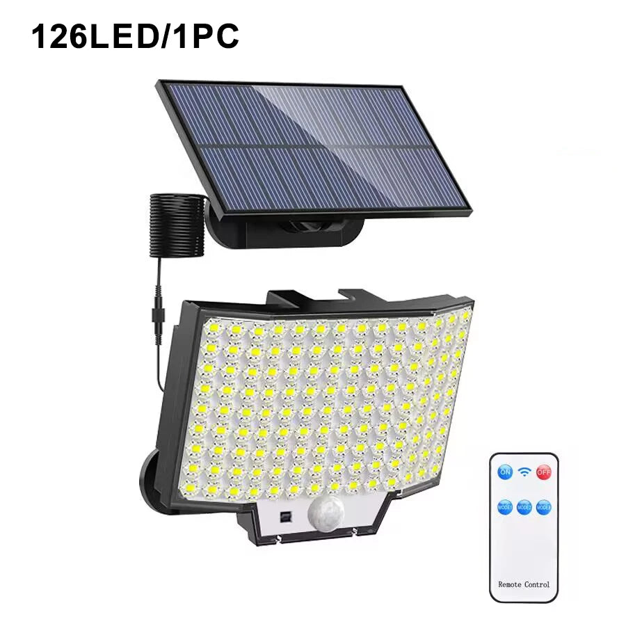 lampe solaire détecteur mouvement 348 led moderne étanche ip65 abs noir blanc télécommande clips