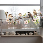 sticker mural multicolore oiseaux branches fleurs artiste clips