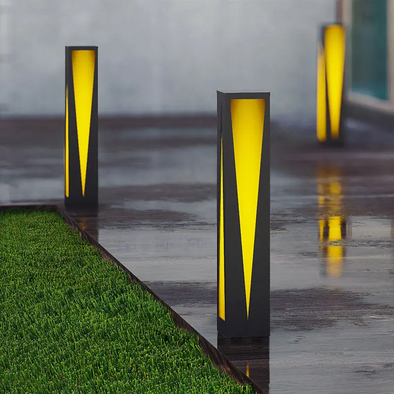 lampe solaire contemporaine rectangulaire noire jaune éclairage extérieur ip65 led 249 2000lm