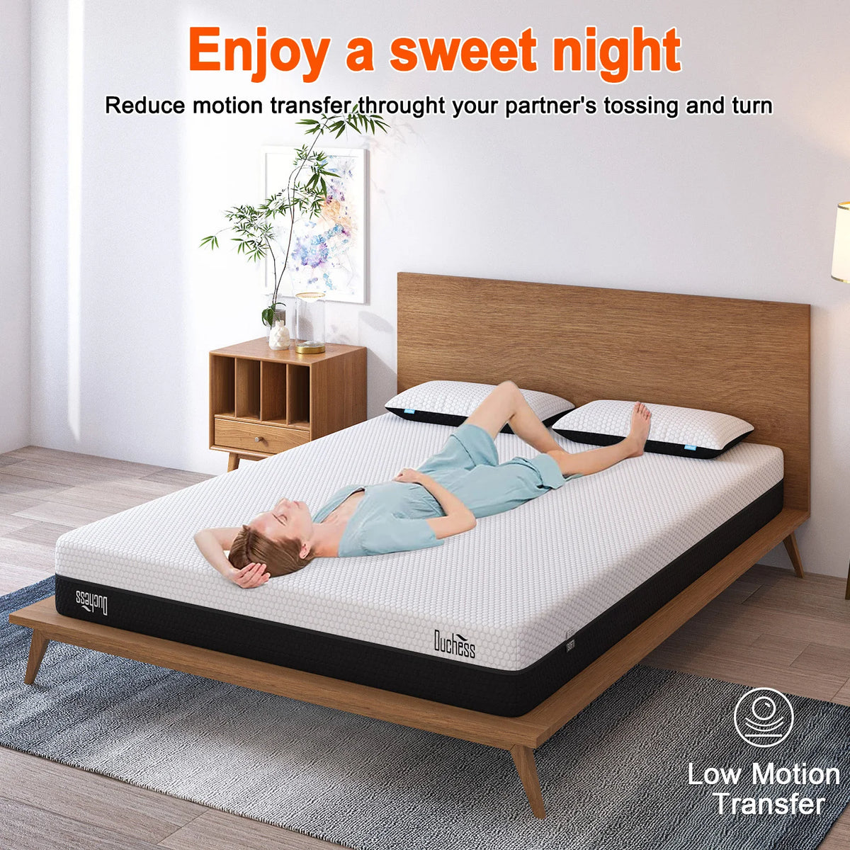 matelas mémoire forme gel double king single queen oreillers blancs texture moderne chambre blanc
