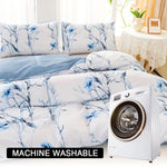 housse couette motif floral moderne 100 polyester couverture taies oreiller bleu blanc