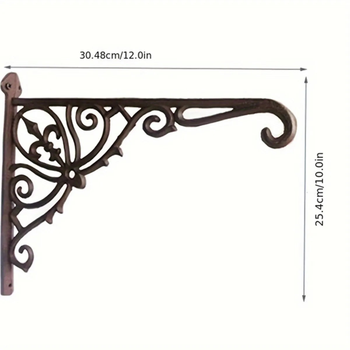 support mural plante suspendue marron foncé décoration florale spirales classique ornementé fixations fleurs roses