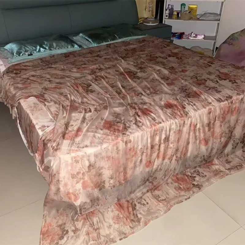 drap lit fleuri moderne rose blanc vert bleu orange soyeux toucher doux imprimé grande