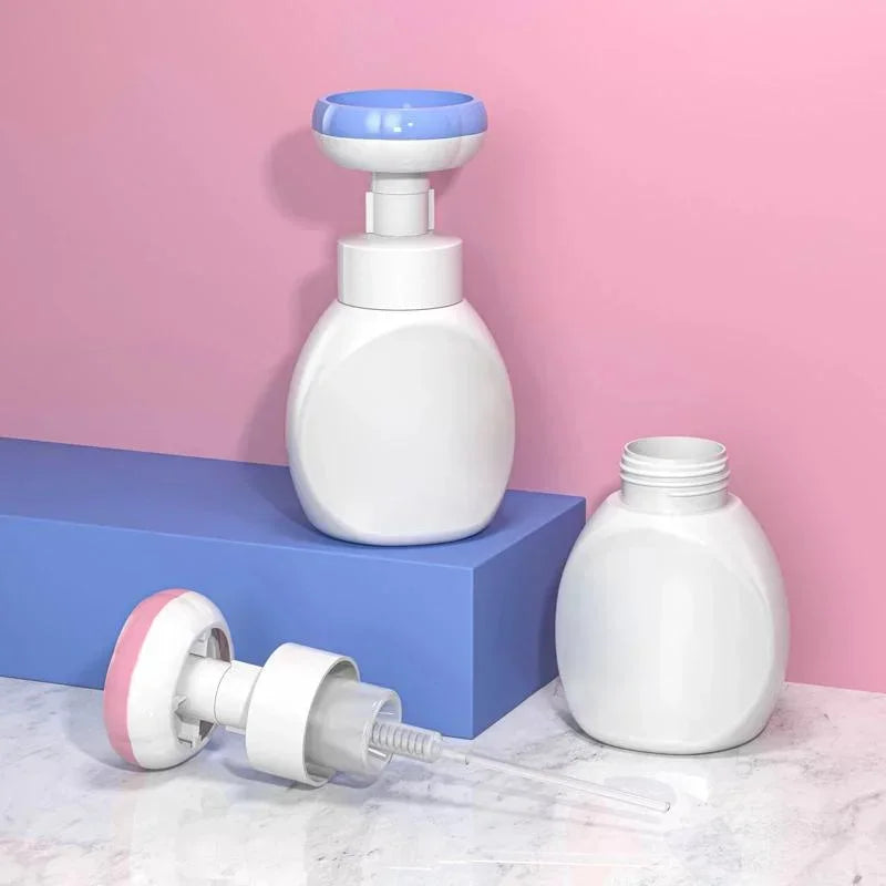 distributeur mousse savon main enfant blanc bleu rose rond lisse moderne minimaliste
