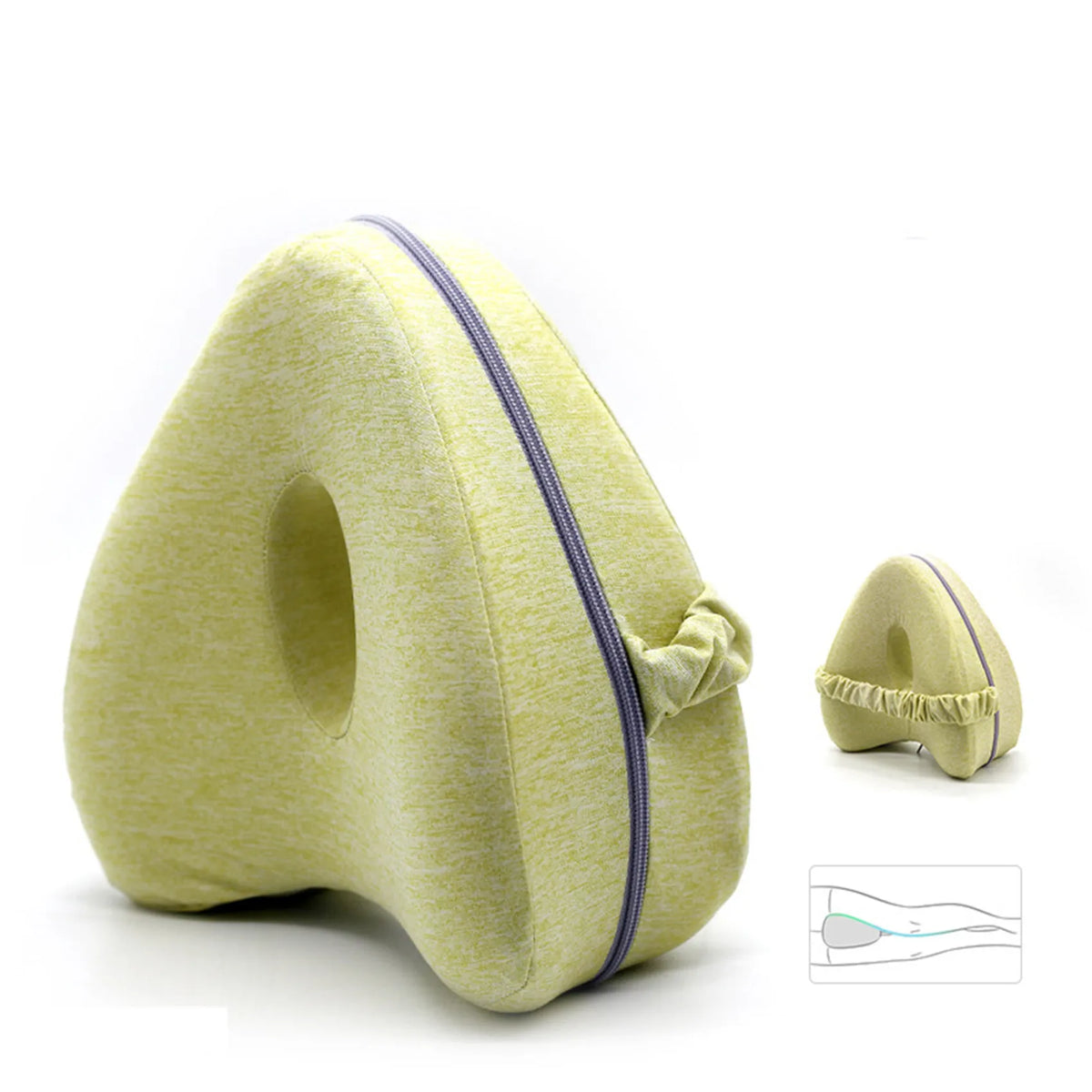 coussin genou mousse mémoire forme hexagonale blanc contemporain texture moelleuse fermeture éclair invisible