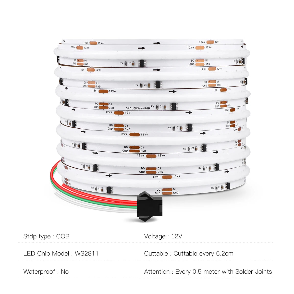 ruban led multicolore moderne adhésif 576 leds/m ws2811 ic 12v 50000h