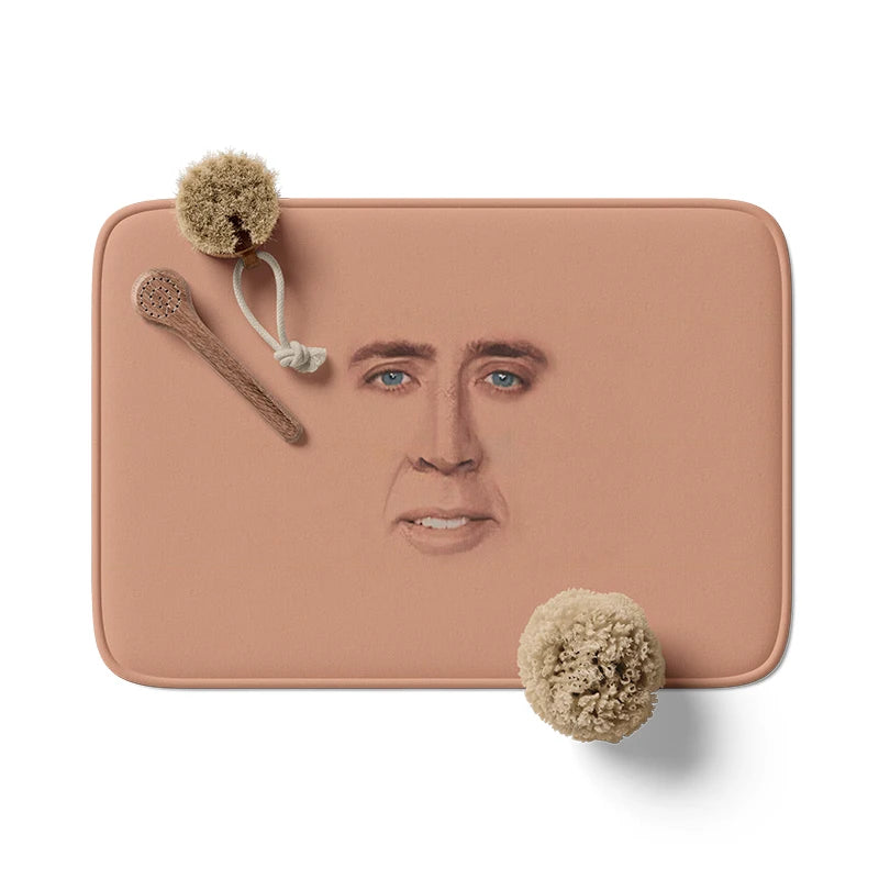 tapis bain moderne rose pâle portrait visage absorbant antidérapant microfibre respectueux environnement salle bain