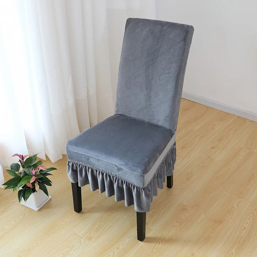 Housse chaise velours coton polyester noir gris classique anti poussière mariage banquete