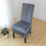 Housse chaise velours coton polyester noir gris classique anti poussière mariage banquete