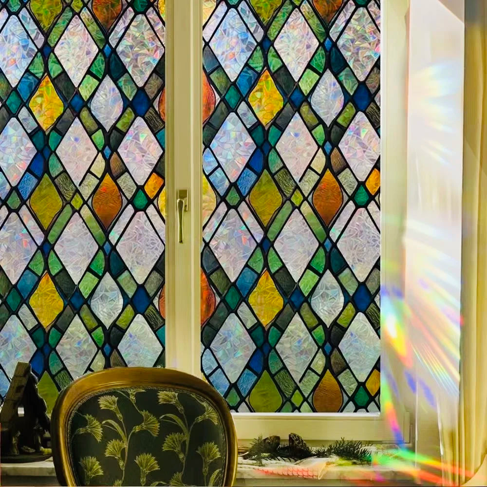 vitrail géométrique semi transparent art déco 45x100cm 45x200cm 45x300cm 45x500cm 30x100cm 30x200cm 30x300cm 30x500cm