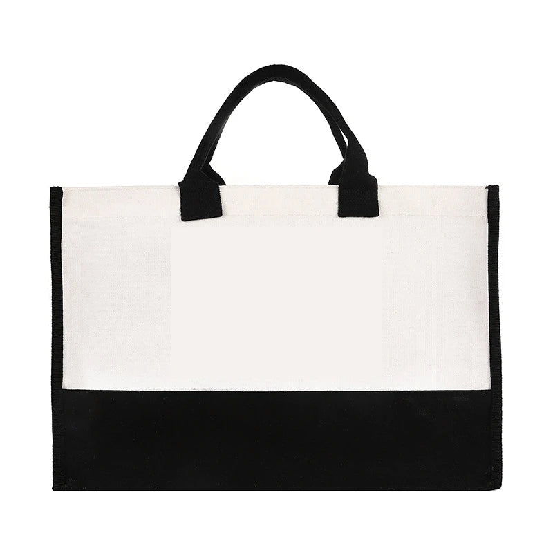 sac main toile blanc noir personnalisable logo respectueux environnement multifonctionnel moderne minimaliste poignées détachables