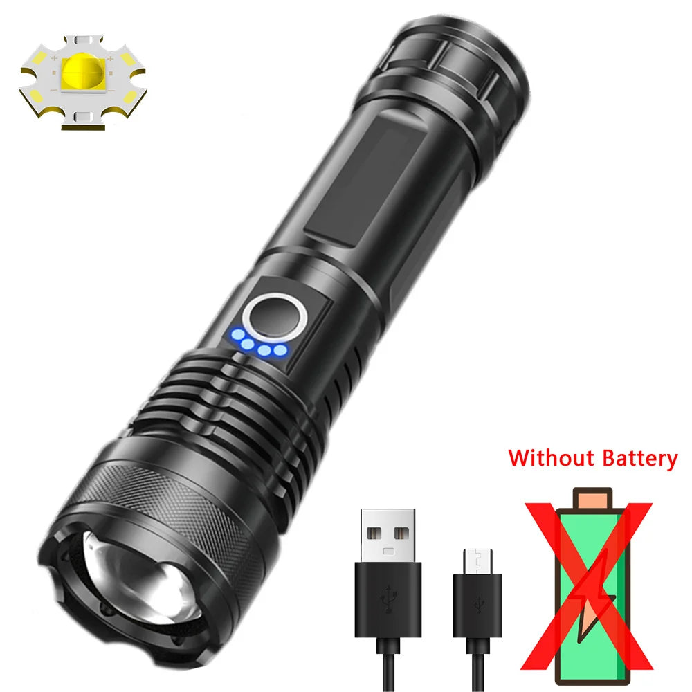 lampe torche noire rechargeable usb texturée rainures moderne robuste anneau serrage cordon