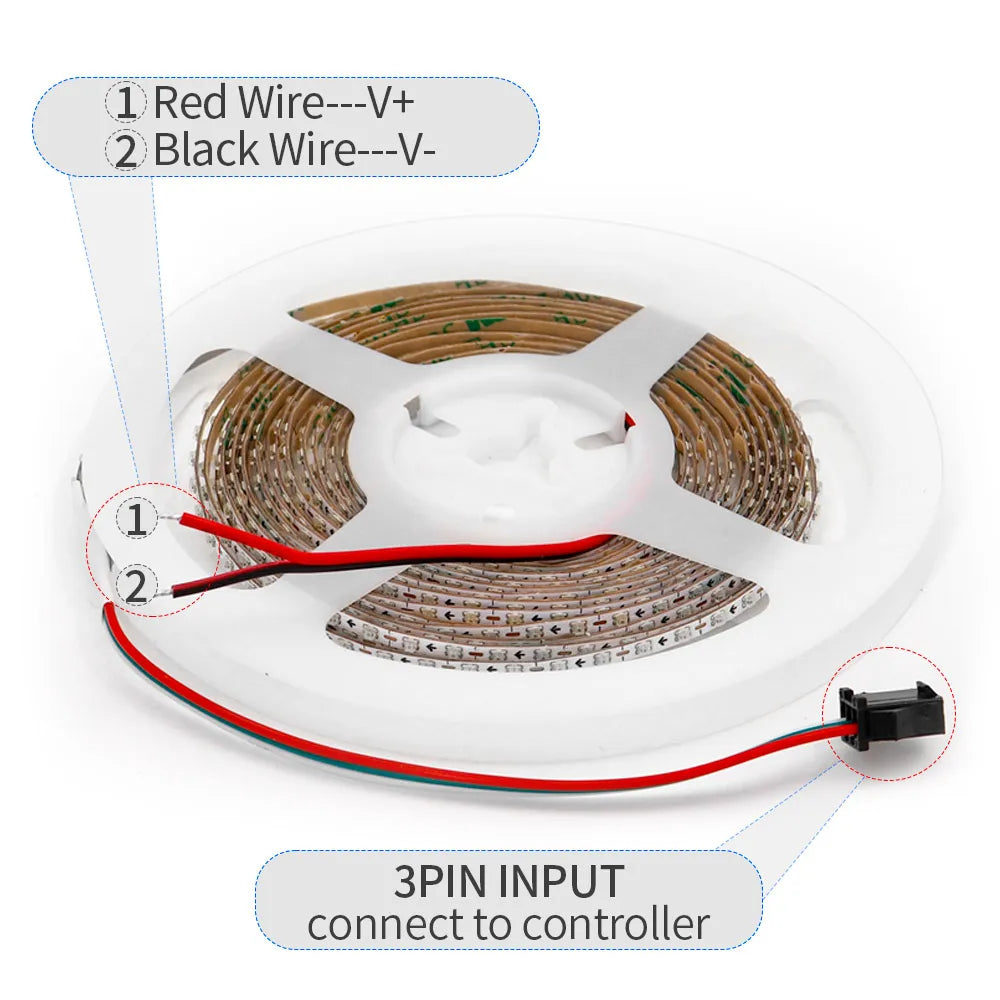 ruban led flexible multicolore 160 led 5v 12v intelligent changement couleur techno