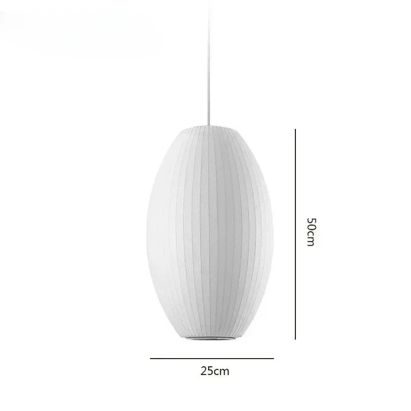 lustre moderne suspendu ovale blanche rainures verticales salon chambre principal