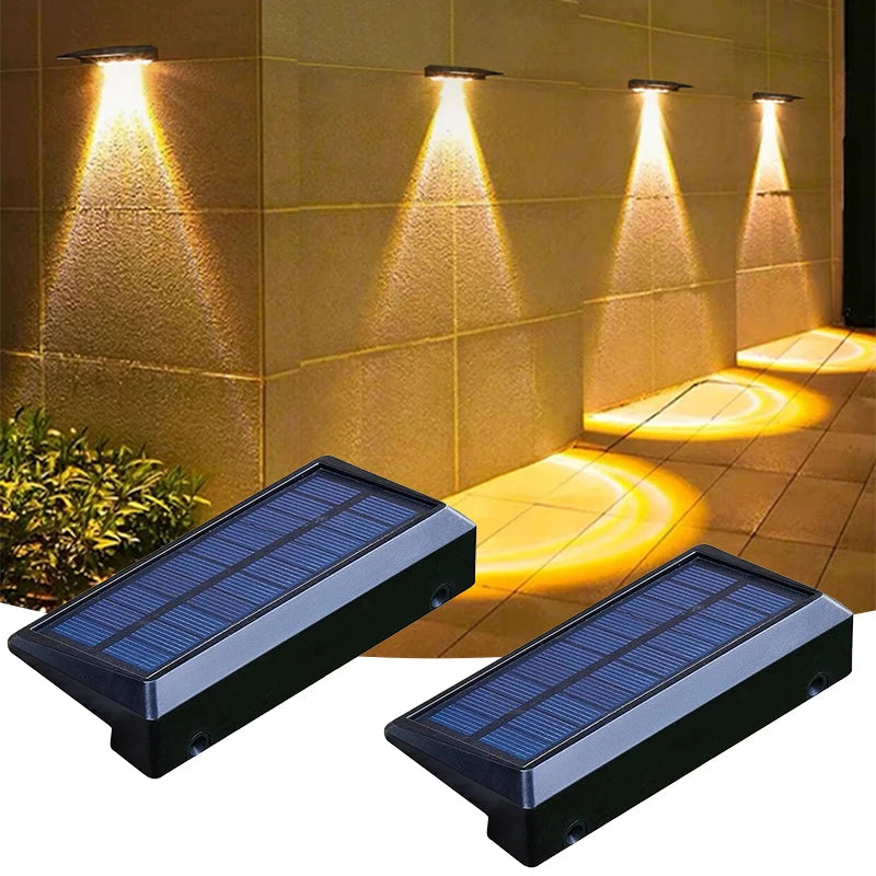 éclairage solaire moderne led panneaux bleus clips fixation autoinstallation jardin extérieur