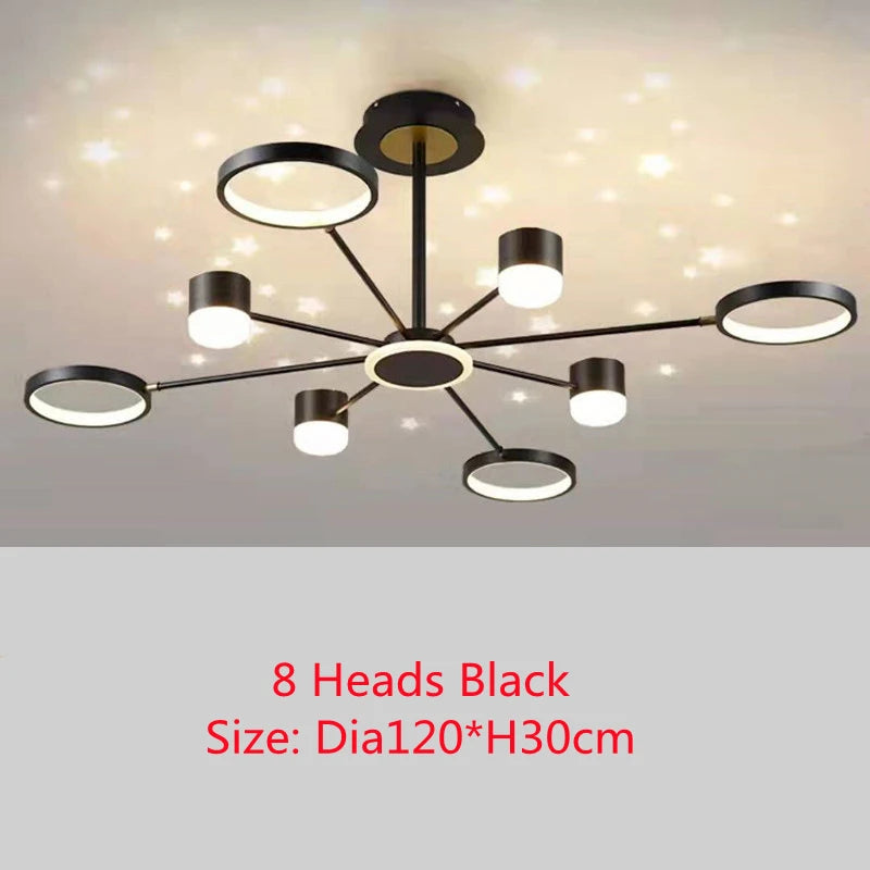 plafonnier led moderne ciel étoilé lune salon chambre enfant noir doré