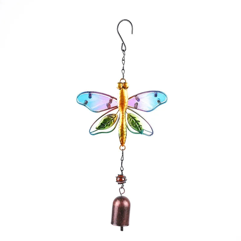 colibris libellules suspendus transparents métal verre peint oiseaux décoratifs cloches chaînes motifs floraux
