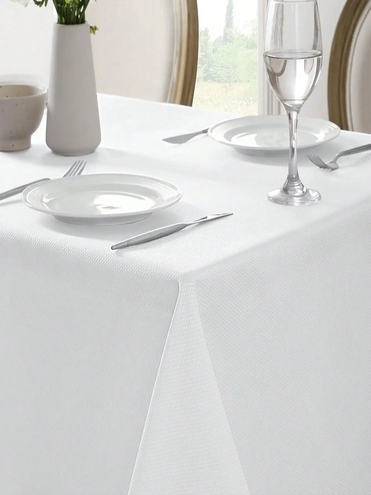 nappe table blanche texture fine moderne réutilisable polyester rectangleextérieur mariage fête blanc opacité minimaliste