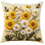 taies d'oreiller décoratives imprimées fleurs tournesols marguerites papillons polyester peachskin 40x40cm 45x45cm 50x50cm 60x60cm