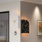 horloge murale moderne pendule panda horloge carrée motif maison gris noirintérieur
