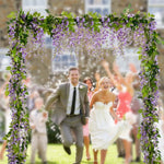 Guirlande fleurs artificielles hortensia vert blanc rose violet mariage intérieur