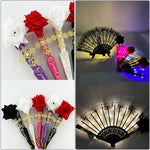 éventails lumineux dentelle roses brodées clips transparents classiques filles femmes
