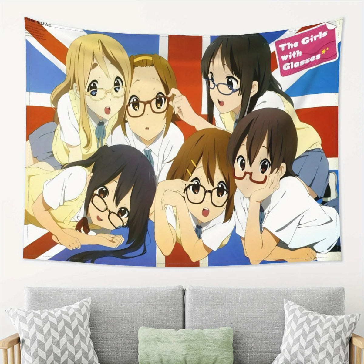 tapisserie murale anime personnages drapeau clips lavable couleur bleue blanche verte rouge jaune