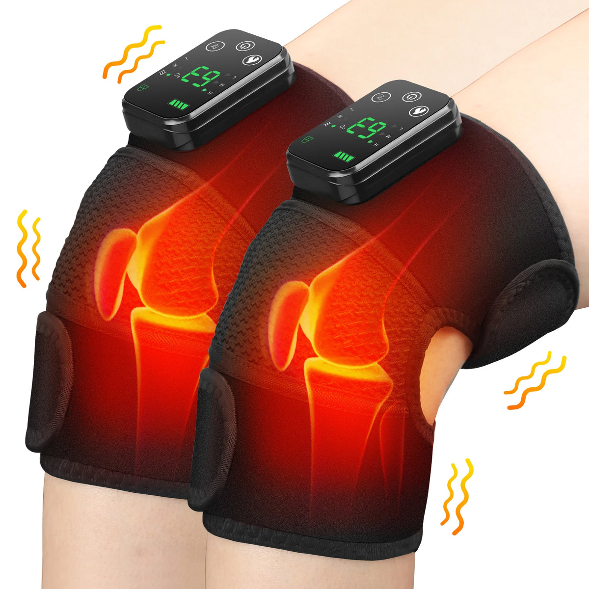 bracelet chauffant massage genou épaules coudes vibration rechargeable relaxation musculaire texture maille élastique ajustable