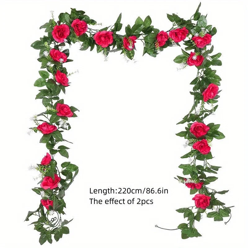 guirlande décorative fleurs roses blanches vertes intérieur mariage champêtre