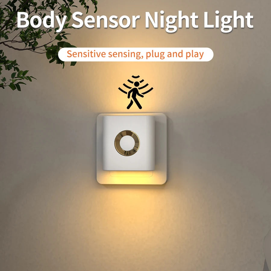 veilleuse led blanc chaud rectangle adhésive murale ambiance moderne chambre couloir salle bain