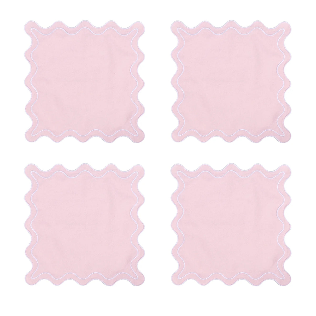 serviettes table classiques fleurs roses jaunes bordure bleue coton rose vert blanc
