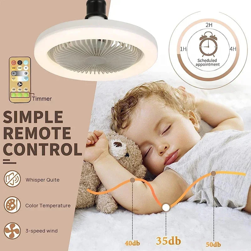 lampe ventilateur blanc moderne grille ventilation télécommande incluse e27 fixation led adjustable dimmable