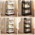 chariot rangement acier inoxydable blanc noir moderne utilisation multiple réutilisable multifonctionalité roulettes universelles