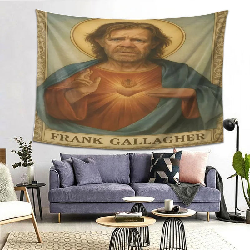 tapisserie murale portrait frank gallagher vert orange moderne décoration chambre coucher lit personnalisée