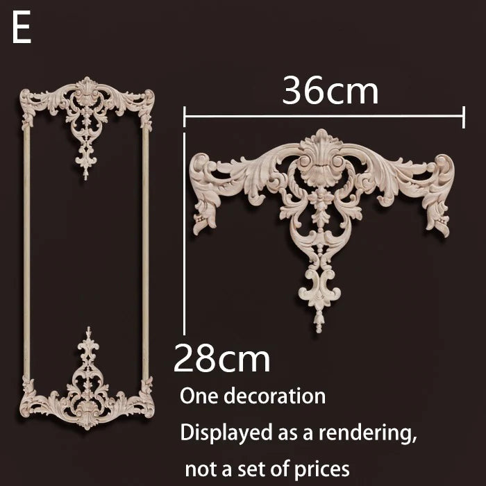 ornement mural bois blanc sculpture baroque fleurs motif classique décoration maison ancien décor