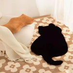 tapis acrylique doux motif chat gris noir rose beige moderne