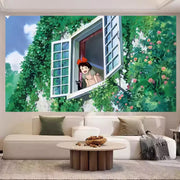Tissu mural Totoro Hayao Miyazaki pour tête de lit peinte - Décoration anime chambre