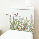 cache wc blanc fleurs feuilles papillons adhésif décoration murale moderne naturel stickers